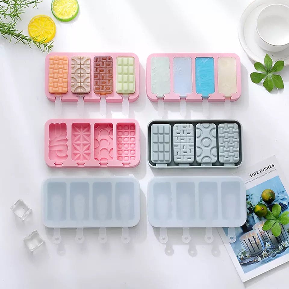 Set Of 4 Creative Ice Cream Molds, Silicone Ice Cream Mold, Ice Cube Tray Popsicle Molds, Frozen Ice Cube Molds, Homemade Freezer Ice Lolly Mold Set Of 4 Creative Ice Cream Molds, Silicone Ice Cream Mold, Ice Cube Tray Popsicle Molds, Frozen Ice Cube Molds, Homemade Freezer Ice Lolly Mold